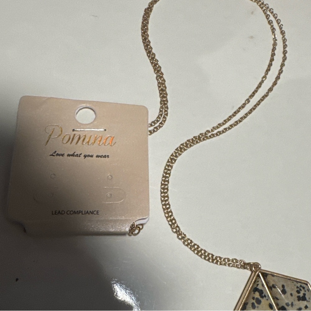 6/$25 - Pomina Speckled Stone Geometric Pendant Necklace (BR1313/2) - Picture 7 of 9